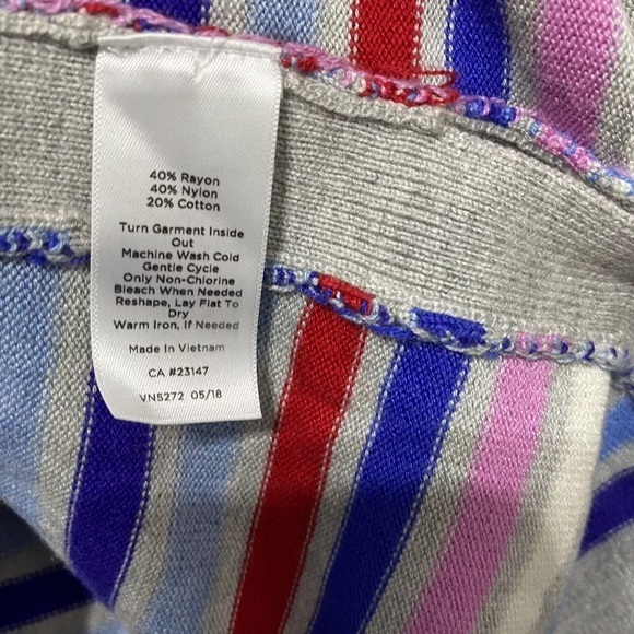 Talbots Sweater Womens M Gray Multicolor Stripe‎ Button Long Sleeve Pullover Top - Picture 9 of 10